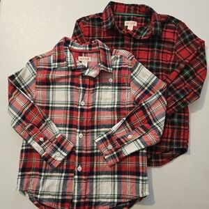 Cat & Jack Plaid Button-Up Shirts - Red and Green XS (4-5) BOGO